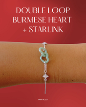 Load image into Gallery viewer, Double Loop Heart Jade + Starlink Bracelet
