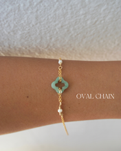 Load image into Gallery viewer, Clover Jade Bracelet + PEARLS
